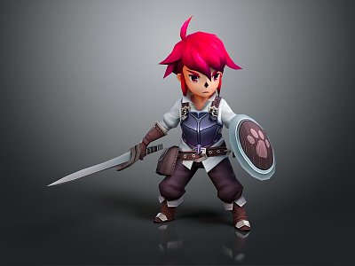 Modern Game Character Cartoon Boy Cartoon Warrior Samurai 3d model