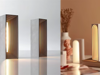 modern decorative lamp concrete building night light 3d model