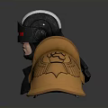 Black And Gold Decorative Armor Figurine With Red Light Helmet And Golden Shield