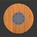 Orange Round Wooden Table With Blue Center And Carved Legs Design