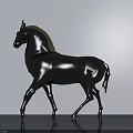 Modern Black Horse Standing Sculpture With Glossy Surface Sleek Design And Light Background