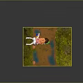 Girl Character On Green Grass Cliff Lifting Foot Holding Red Green Items Clouds And Puddle
