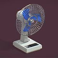 Practical Air Cooler Fan With Blue Blades Metal Mesh Cover And White Base Control Panel