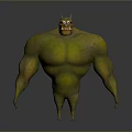 Green Muscular Game Movie Character With Bat Like Ears And Hulking Physique