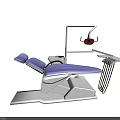 Professional Dental Treatment Chair Medical Equipment With Ergonomic Blue Seat Adjustable Light And Instrument Arm