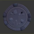 Fantasy Character Standing On Blue Circular Platform With Purple Glowing Ring And Square Nodes