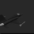 Black Fighter Jet 3D Model with Streamlined Design and Missile Attachments on Dark Background 3d model