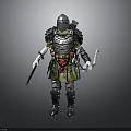 3D Rendered Armored Character With Sword Bow And Detailed Battle Gear