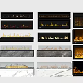 Different Modern Fireplace Designs With Various Materials And Realistic Flame Effects 3d model
