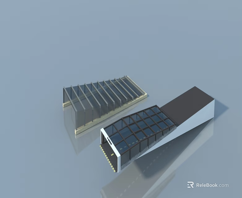 Modern Swing Door Design With Glass Panels And Metal Frame Structure 3d model 