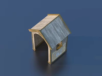 Wooden House Model Home Decor With Gray Roof Arched Doorway And Window 3d model