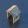 Wooden House Model Home Decor With Gray Roof Arched Doorway And Window