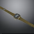 Elegant Gold Digital Watch with Square Dial Blue Screen and Metal Strap