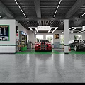 Spacious Modern 4S Dealership Showroom With Green Decor Car Display Posters And Glass Doors