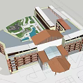 Modern Multi story Hotel Building Featuring Courtyard Swimming Pool And Landscape