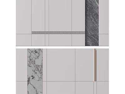 Modern Sofa Background Wall With Marble Accents And Linear Details 3d model