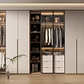 Modern Minimalist Wardrobe With Glass Doors Hanging Areas Drawers And Decorative Items