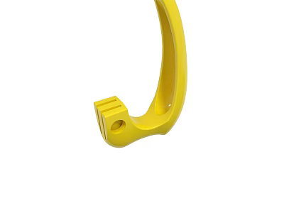 Yellow Curved Component Featuring Holes And Protruding Structure For Industrial Applications 3d model
