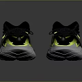 BALMAIN Black And Neon Yellow Sneakers With Black Laces White Chunky Sole And Streamlined Design
