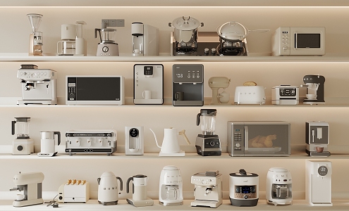 Kitchen Appliances Coffee Machine Bread Machine Rice Cooker Kettle Water Kettle Wall Breaking Machine Microwave Oven Water Dispenser Chopsticks Box Gas Stove 3d model