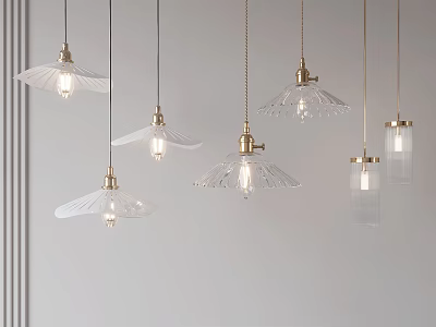 Modern Glass Pendant Lights With Gold Metal Accents And Elegant Hanging Design 3d model