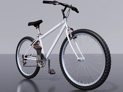Stylish White Bicycle Featuring Black Tires Black Seat And Silver Spokes Design 3d model