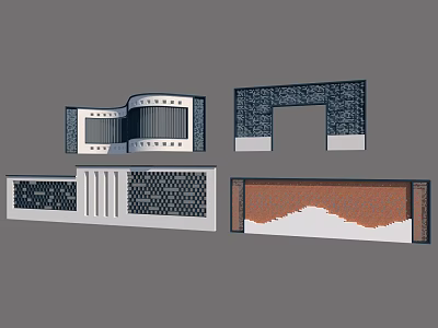 Modern Feature Wall Designs With Brick Textures Geometric Patterns And Curved Shapes 3d model