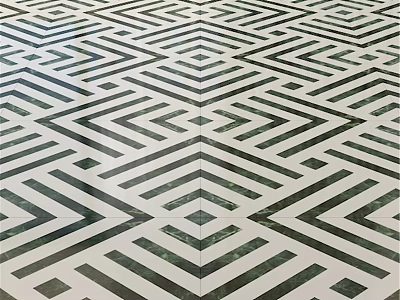 Black And White Interlocking Geometric Pattern Floor Tile Components For Modern Interior 3d model
