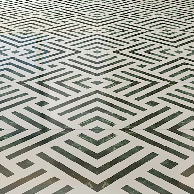 Black And White Interlocking Geometric Pattern Floor Tile Components For Modern Interior 3d model