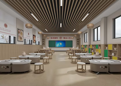 School pottery classroom 3d model