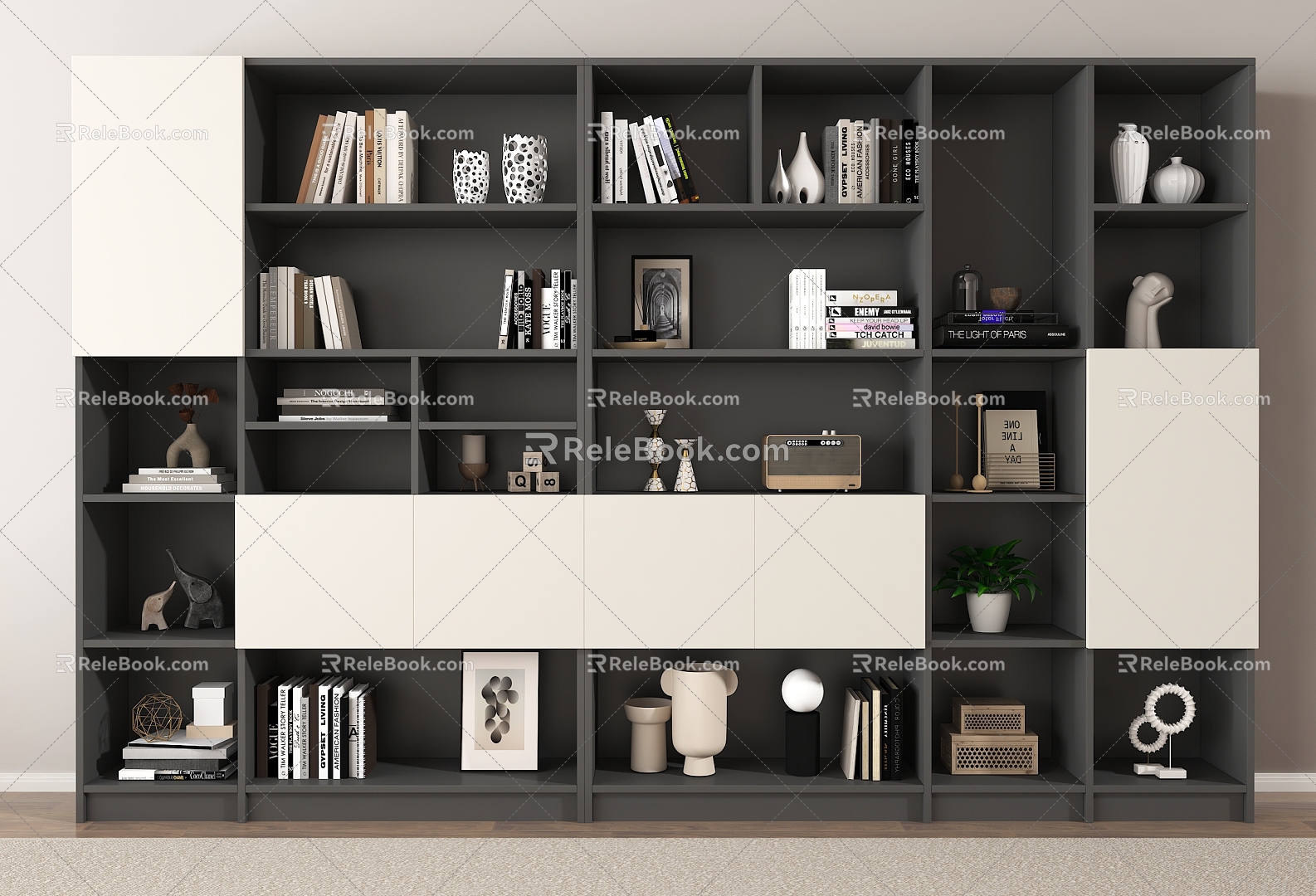 Bookcase Book Ornaments Book Decorative Cabinet 3d model