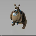 Cute Brown 3D Cartoon Dog Character With Blue Spiked Collar And Smiling Face