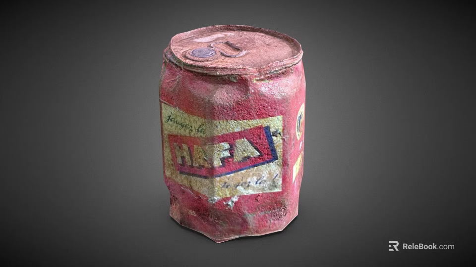 Vintage Worn Red Beverage Can With ARCA Label And Distressed Exterior Surface 3d model 