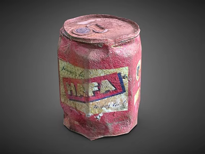 Vintage Worn Red Beverage Can With ARCA Label And Distressed Exterior Surface 3d model