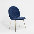 Dark Blue Velvet Office Chair with Round Backrest and Gold Metal Legs