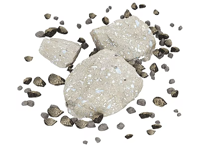 Pile of Natural Stones and Wood Pieces as Raw Decorative Materials 3d model