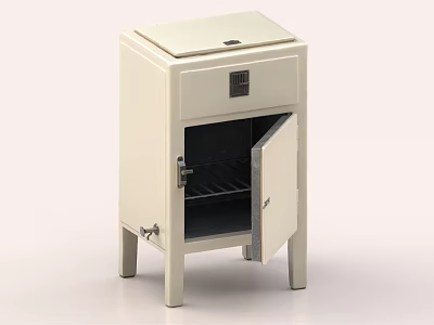 White Upright Freezer With Open Door Showing Interior Shelves And Legs Design 3d model