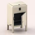 White Upright Freezer With Open Door Showing Interior Shelves And Legs Design