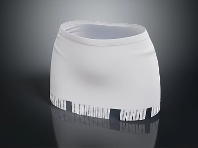 Stylish White Mini Skirt With Fringed Hem For Modern Fashion Look 3d model
