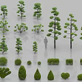Assorted Plant Combinations With Various Tree And Shrub Shapes And Human Figures For Scale 3d model