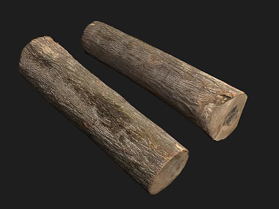 Two Natural Solid Wood Logs With Rustic Texture For Decorative And Construction Use 3d model