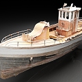 Small boat old wooden boat fishing boat canoe abandoned wooden boat 3d model