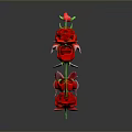 Red Roses Wreath with Green Leaves and Rose Buds on Dark Background Decorative Floral Arrangement