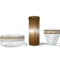 Decorative Ceramic Vessels With Ornate Rims Intricate Patterns And Various Shapes