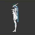 Futuristic White And Blue Mechanical Game Movie Character With Wings And Helmet Design