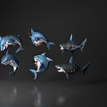 Realistic 3D Aquatic Animal Shark Models in Different Poses and Expressions