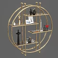 Golden Round Multi Tier Decorative Shelf Displaying Ornaments Books Photo Frame Heart Decor And Sculptures