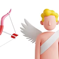 Pink Bow and Arrow Weapon with Red Arrowhead and Decorative Angel Wing Element Design