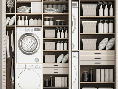 Modern Shower Sauna Room With Storage Cabinets Towels And Bath Products 3d model