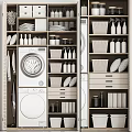 Modern Shower Sauna Room With Storage Cabinets Towels And Bath Products
